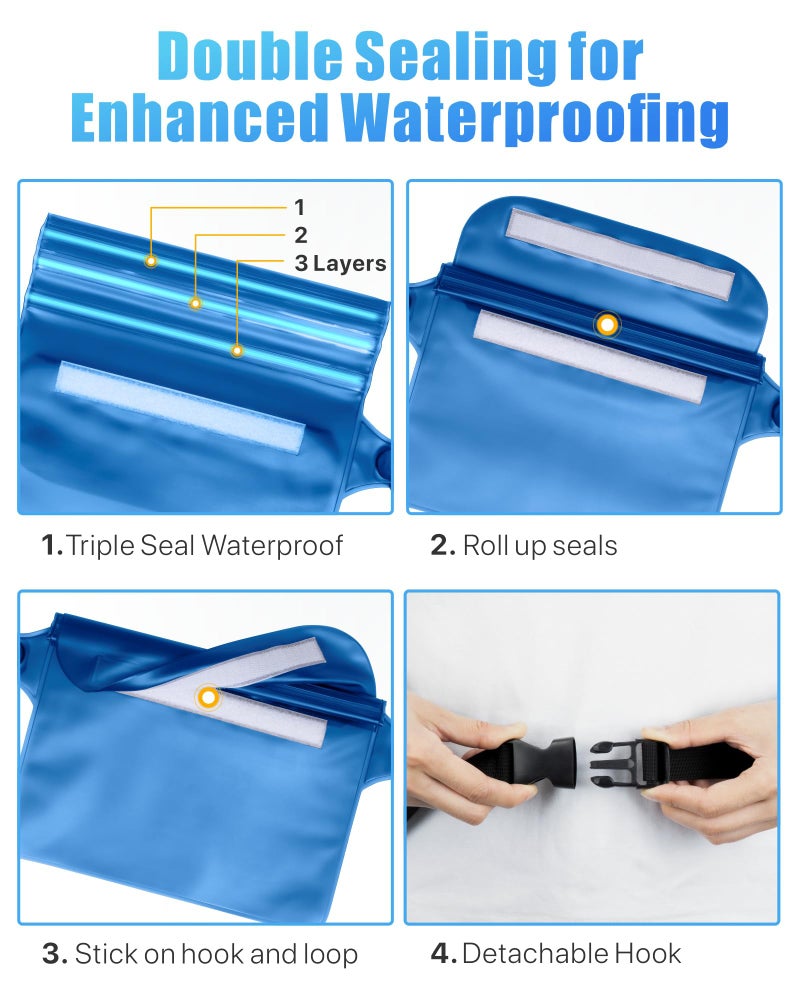 F-color Waterproof Fanny Pack - Waterproof Phone Pouch with Waist Strap - Cruise Essentials 2025 Must Haves Waterproof Pouch Dry Bag Keep Phone Valuables Safe for Beach Kayaking Boating Fishing - Image 4